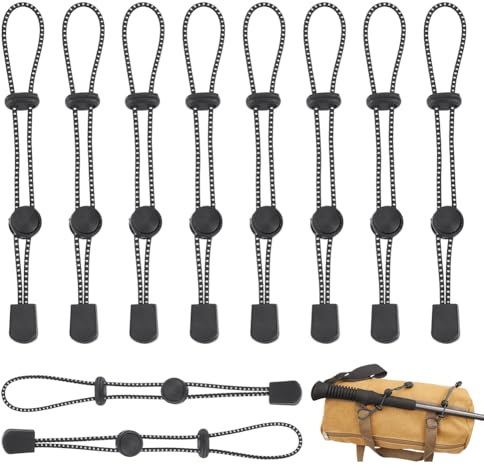 NBEADS 10 STK. Wanderstockhalterung für Rucksäcke, Schwarzer Wanderstockhalter Schnalle Elastisches Seil Lanyard Verstellbare Riemen für meisten Rucksäcke und Wanderstöcke