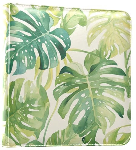 Aquarell Monstera Deliciosa Leaves See Green Pearl White Stickerbuch zum Sammeln, selbstklebende Seiten, 2 Stück 10,2 x 15,2 cm, 1 Stück 15,2 x 20,3 cm Fotos álbum de fotos para