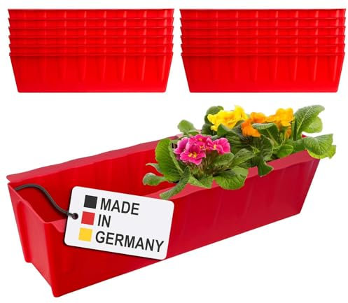 Hossi's Wholesale 12 Euro-Paletten Blumenkästen-Einsätze | 37,3cm Rot | Pflanzkasten für Europalette Palette | Balkonkasten | Blumentopf | aus stabilen Kunststoff | Made in Germany