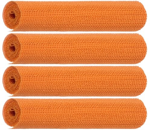 Brandsseller Antirutschmatte 150x30 cm – rutschfeste Matte für Auto, Kofferraum, Küche & Haushalt – Zuschneidbar, PVC & Polyester, vielseitige Unterlage, rutschhemmend & pflegeleicht 4er Set Orange