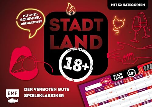 Stadt, Land, Ü18 – Der verboten gute Spieleklassiker für Partys, Geburtstage und JGAs. Der ultimative Stadt, Land, Fluss-Spieleblock mit 52 spicy Kategorien – von 18-99 Jahren