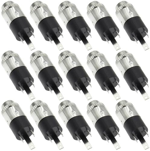 Greluma 15 Pcs Prise stéréo Femelle 3,5 mm, connecteur 1/8 à Montage sur Panneau avec écrous de Blocage - Prise Audio Casque 3,5 mm
