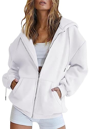 Damen Hoodie Sweatjacke Baumwoll Zipper Mit Kapuze Streetwear Pullover Sweatshirt Rundhals Tasche üBergangsjacke Kapuzenpullover Oversize Sportjacke Trainingsjacke Sweatshirtjacke Kapuzenjacke MäDchen