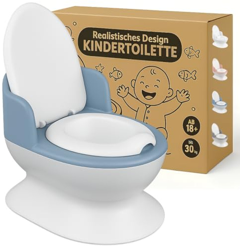 DOCARI Kindertoilette ab 1 Jahre in realistischer Optik blau – Töpfchen für Kinder von 1 bis 4 Jahre rutschfest & stabil – Kinderklo Baby WC Toilette Potty Training Toilet