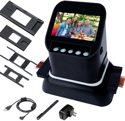 zxmeimm Scanner per Diapositive 120 Ad Alta Risoluzione, Visualizzatore di Pellicole E Diapositive, Display LCD da 4,3,Converte Diapositive da 35 Mm/126/135/126/127