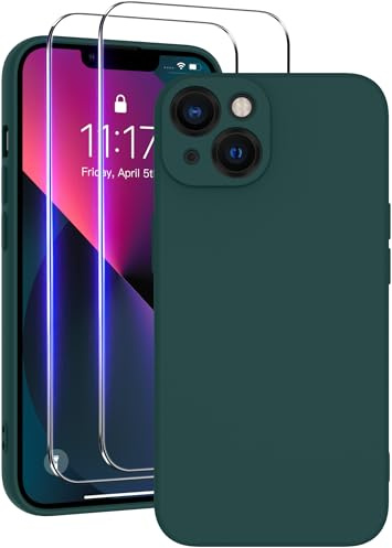Qasyfanc Soft Silicone Case for iPhone 13 6.1-Inch, Dark Green | Full Camera Protection, Anti-Scratch Microfiber Lining, Slim Soft Touch Shockproof Cover