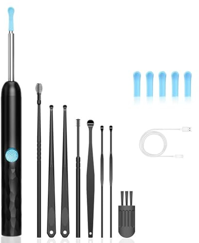 Uikdjgu Mini Camera Ear Cleaning Set HD Visual Ear Cleaning Equipment Ear Spoon Compartment Endoscope Ear Picker Black