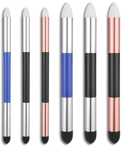 Qianyu 6pcs Artist Blending Sponge Pen, Dual Tip Soft Oil Drawing Art Pastel Blending Stumps Washable Reusable Sketch Rubbing Sponge Brush for Lightening Highlight Shadow Detail Correcting