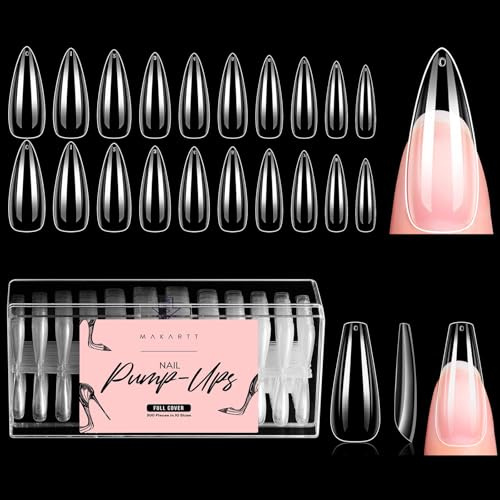 Makartt Clear Nail Tips Bundle – Almond & Coffin Nail Extension Tips Kit, 1000pcs Full Cover Nail Tips for Gel, Acrylic and Nail Art
