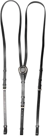 Imperial Riding Triangle Zügel IRH Core, verstellbare Dreieckszügel aus Leder für Pferdetraining, Schwarz, Full