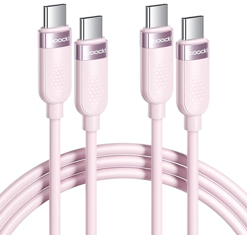 toocki Cable USB-C 60W 2M 2Pack Silicona Flexible Tipo C Carga Rápida, Rosa | PD3.0 Carga Rapida, Tejido duradero para iPhone 17/16 Pro Max/MacBook/iPad/Galaxy S25/S24/Pixel/Switch, Ideal Oficina/Viaje