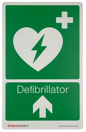 Defibrillator AED Hinweisschild, Defi Richtungsschild Erste-Hilfe Zubehör Schild Hinweis zur Wandmontage, passend für Physio-Control Stryker Lifepak CR2, für innen und außen (Pfeil oben)