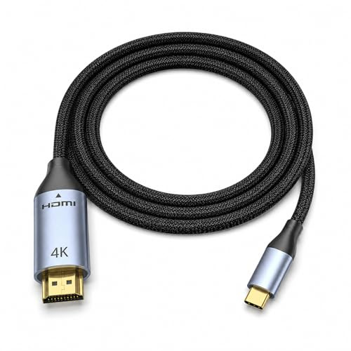 TAKUZA USB C auf HDMI Kabel 2M, USB C to HDMI Cable 4K@60Hz UHD | Thunderbolt 4/3 Kompatibel für iPhone 15/16/17 Pro Max, MacBook Pro/Air, iPad, Samsung Galaxy, Surface, Dell