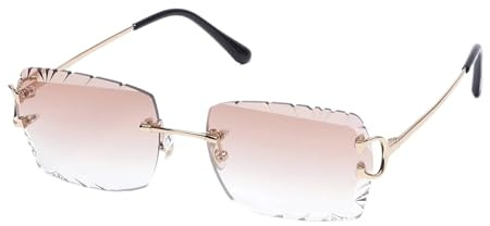 Générique Lunettes de soleil à verres sans monture, pieds carrés en métal, compatibles for hommes et femmes(Brown)