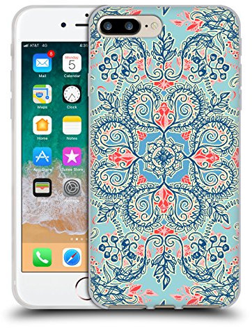 Head Case Designs Offizielle Micklyn Le Feuvre Rot Und Blau Blumige Muster Gelhülle [Militärischer Schutzgrad] Kompatibel Mit Apple iPhone 7 Plus/iPhone 8 Plus Und Kompatibel Mit MagSafe