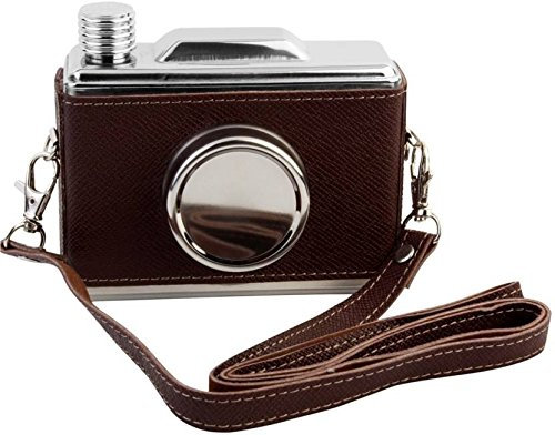 Cool Retro Vintage Camera Design Hip Flask - Brown