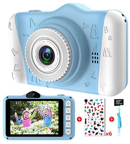 Camara Selfie Digital Fotos Infantil - Niños con Pantalla Grande de 3,5 Pulgadas 1080P HD 12MP Incorporada Tarjeta SD de 32GB USB Recargable Niños Cumpleaños Navidad Regalos