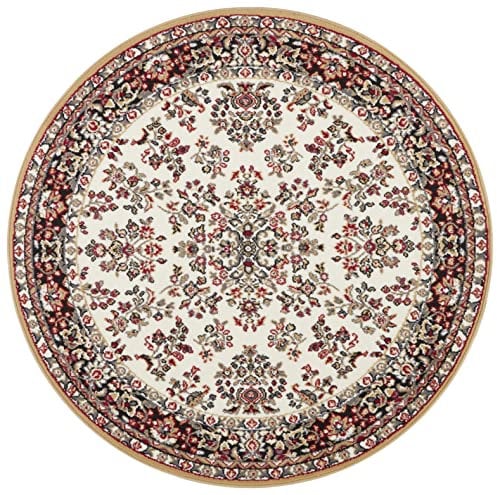 Hanse Home Design Kurzflor Wohnzimmerteppich Orient - Zabul Perser Look, Orientalischer Teppich für Esszimmer, Wohnzimmer, Schlafzimmer - Creme/Gold, 140 cm