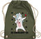 Turnbeutel Rucksack - Party & Alkohol Damen - Es eskaliert eh Einhorn mit Weinglas - Unisize - Olivgrün - sportbeutel groß baumwolle tasche baumwollrucksack ruckack stoff beutel baumwollbeutel