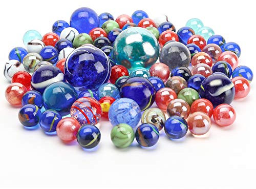HAKACCHAKACC Glasmurmeln Set, 680g Bunte Murmeln, 5 Größen 15mm bis 38mm, Glasmurmeln für Kinder, Murmelspiel, Deko, DIY, Geschenk