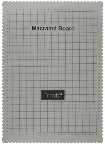 Trimits Makramee-Brett - A3-29,7 x 42 cm, doppelseitig, metrisch und imperial, selbstheilend zum Flechten, Knoten, Bastelprojekte - Grau