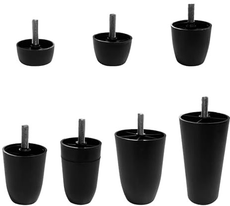 TENDEEVOLUTION Möbelfüße aus Kunststoff, Schwarze Füße für Möbel, Sofa, Schrankfüße, Möbelbeine, Robuste Möbelfuß, PVC-Sofabasis Sessellift (Höhe 4 cm)