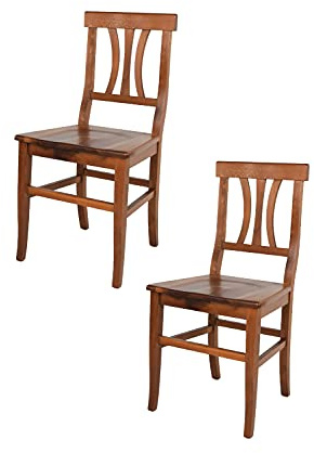 t m c s Tommychairs - 2er Set Stühle Artemisia für Küche und Esszimmer, robuste Struktur und Sitzfläche aus lackiertem Buchenholz im antike Walnussfarbe