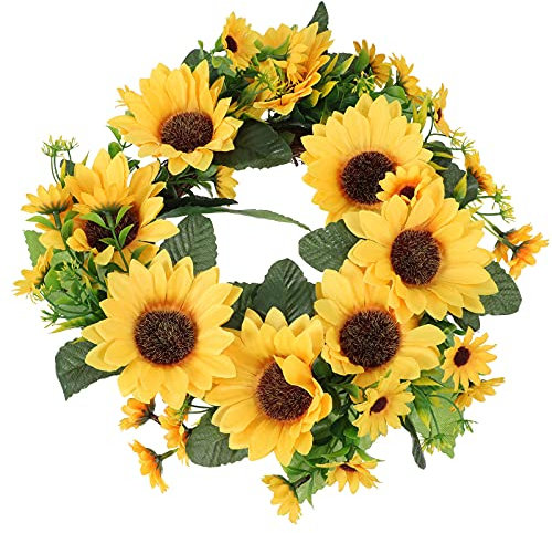 1stk Simulierte Sonnenblume Simulierter Kranz Herbstkranz Vor Der Haustür Kranz Für Wohnkultur Osterkranz Vintage Künstlich Girlande Ernten Blumentür Rattan Blumenwand Der Sommer