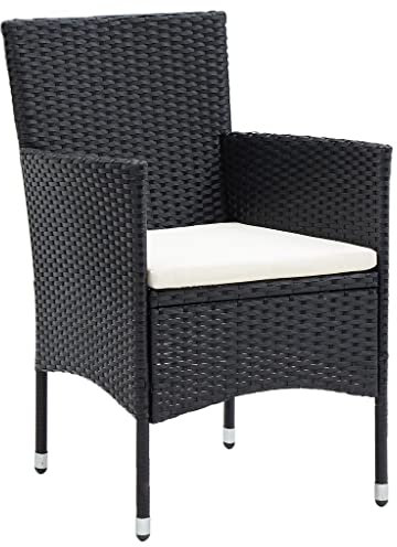 vidaXL 4er Set Polyrattan Gartenstühle Gartenstuhl Gartenstuhl Schwarz