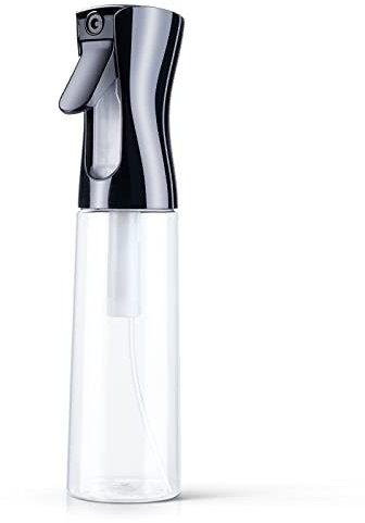URAQT Botella Pulverizador Agua Peluqueria, 300ml Fina Niebla Pulverizador Continuo, Botella de Spray para el Cabello Recargable, Frascos de Spray Vacio para Peinado, Planta, Mascota, Limpieza(negro)
