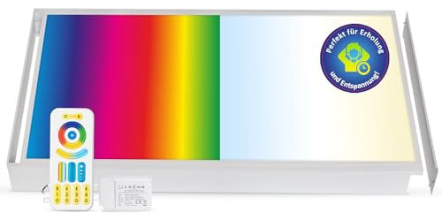 LECOM Deckenlampe LED Deckenleuchte 120x60 Dimmbar RGB CCT 3000-6000K Flach mit Fernbedienung LED Panel Deckenbeleuchtung (120x60 mit Aufbaurahmen)