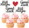 SYKYCTCY 24 Pack We Will Miss You Cupcake Toppers Glitter Red Love Heart Good Luck Cupcake Picks Retirement Theme Going Away Party Cake Decorations Black