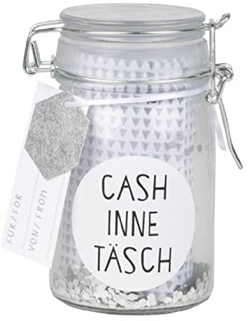 Kleines Geschenkglas Gelgeschenk Verpackung für Hochzeit und Geburtstag, Taufe, Jugendweihe Cash inne Täsch