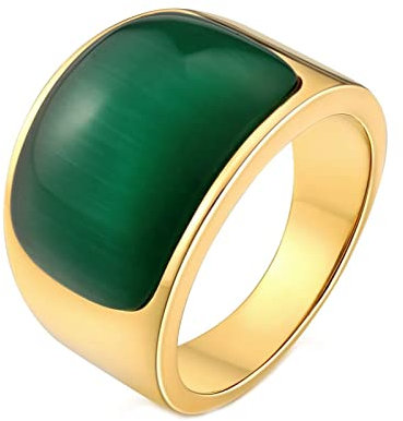 Dsnyu Ringe Männer Edelstahl, Ringe Punke Halbbogen Opal, Ring Grau für Vater, GR.60 (19.1)