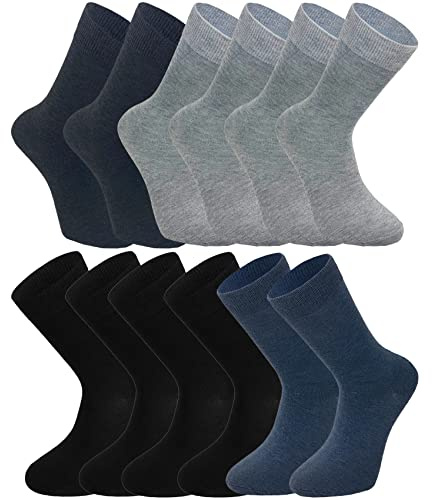 Baxboy Socken Herren und Damen 12-Paar Pack, Komfort Business Socken, Atmungsaktive Baumwollsocken, Freizeitsocken Schwarz,Grau,Blau 39-42 | 43-46