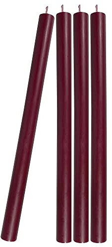 4 Stabkerzen Bordeaux Rot Durchgefärbt 29 cm Lang Tropffrei Premium