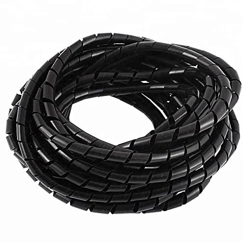 KafTon Spiral Wrap Cable Binding Tidy Leads on TV PC Home Cinema CCTV Wires Hide Electrical Wire Organizer Sleeve Black Natural (6mm - Bundles 4-50mm, Black - 10M)