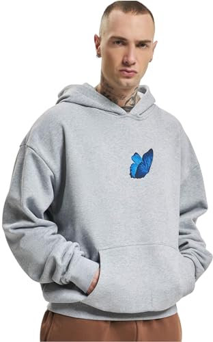 Mister Tee Upscale Unisex Kapuzenpullover Le Papillon Heavy Oversize Hoody, Unisex Hoodie mit Rückenprint, Oversize Fit, Grey, 4XL