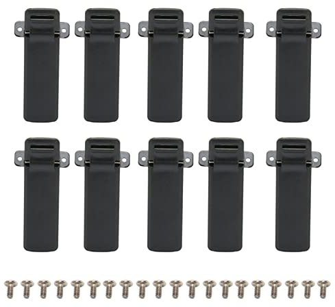 Qiilu Radio Belt Clip Plastic 10Pcs Replacement for Baofeng UV-5R Series 2 Way Radios - Black