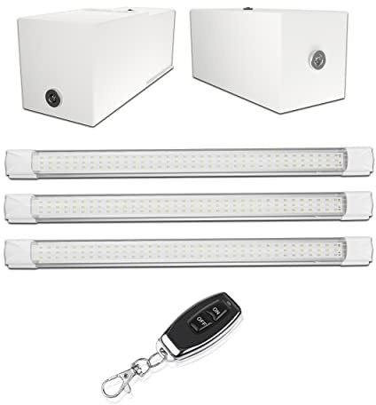 Éclairage led puissant sans fil sur batterie rechargeable pour Garage, Box sous sol, Cave sans électricité - Lampe lumière autonome puissante 3300 lm, Prêt à poser et Sans Travaux -Autonomie 4h30