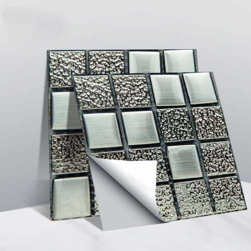 ZYWUOY 50 Stück Fliesenaufkleber weiß 10x10 cm glänzend, Fliesen-Vinyl-Wandaufkleber 3D Fliesenaufkleber Küche, Selbstklebende Fliesensticker Bad Fliesendekor für Küche, Wohnzimmer, Badezimmer