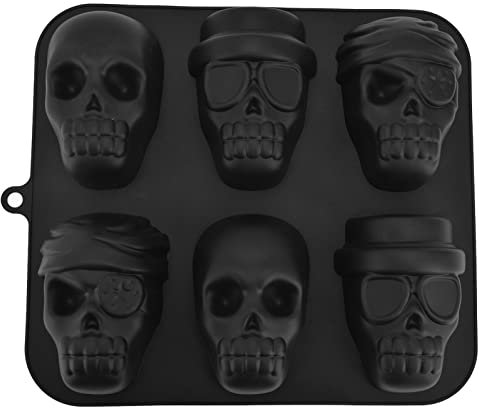 Forma de Silicona para Chocolate, Moldes de Silicona Para Caramelos de Calavera, 26.5 x 31 cm, Molde de Silicona para Calaveras, Resistente al Calor, Antiadherente, para Hornear Pasteles