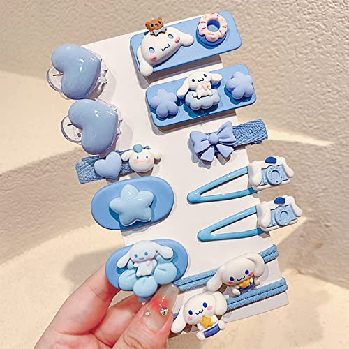 12 Stück Kawaii-Haarspangen für Mädchen, Cartoon-Mädchen, Haar-Accessoires, niedliche Dinge für Teenager, Mädchen, Geschenke (blauer Hund)