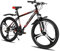 Hiland 26 Zoll Mountainbike MTB mit Aluminiumrahmen Scheibenbremse Federgabel 3 Speichenräder für Jugendliche Fahrrad Herren Damen Jungen Mädchen Schwarz Rot