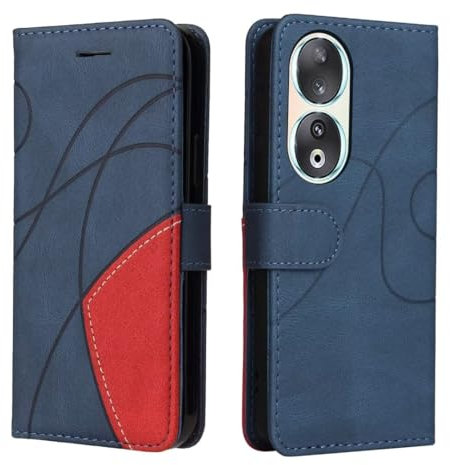 Lvnarery For Honor 90 5G Case Protective Geometric Wallet Phone Case PU Leather Cover with Magnetic Closure Kickstand Bookstyle Folding Stand Silicone Bumper Card Holder Pouch Blue