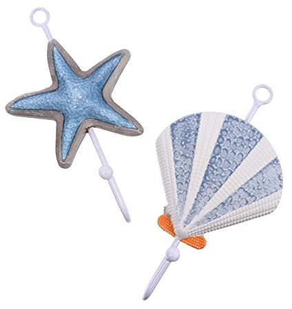 Zerodeko 2st Mediterraner Anschluss Shell-wandhaken Rustikale Wandgarderobe Dekorativer Klebehaken Wandkleiderhaken Mantelhaken Klebriger Hängehaken Handtuch Strand Harz Speicherwerkzeug