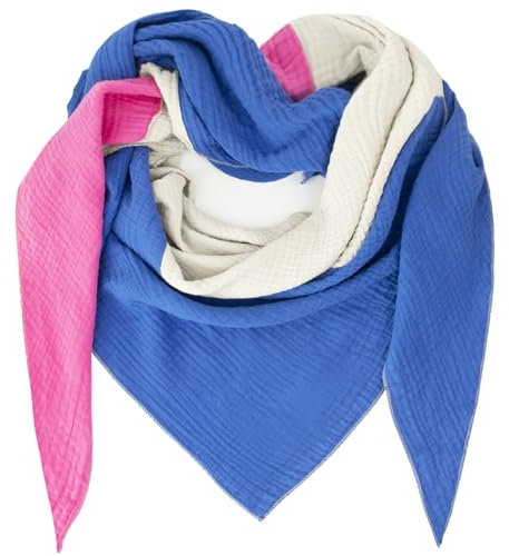 Gloop Damen XXL Strick Dreieck Schal Halstuch Baumwolle Musselin Schal ohne Kratze an Haut Made in Italy