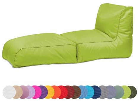 chilly pilley® Sitzsack, Faltbarer Pouf zum Sitzen und Liegen 2 in 1 – mit EPS-Füllung – Riesensitzsack – Kinder & Erwachsene – Outdoor Liegekissen Wasserfest Sitzkissen – viele Farben, grün
