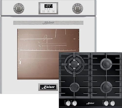 Kaiser Backofen-Set EG 6374 W + KCG 6380, Einbau-Backofen 60cm in Weiß,Gas Backofen+Gas-Kochfeld 60 cm