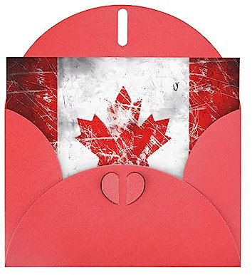 YYHWHJDE Rote Retro-Grußkarte mit Kanada-Flagge, hochwertiges Perlpapier, 10,2 x 15,2 cm, für Geburtstagskarte, Party-Einladungskarten